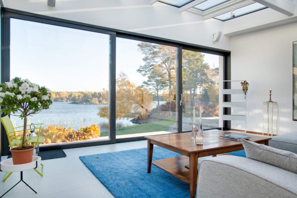 Living room with big double-glazed windows