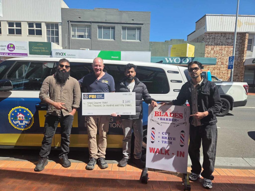 Fearless Building Inspections donates $2,650 to the Disaster Relief Fund in Nepal